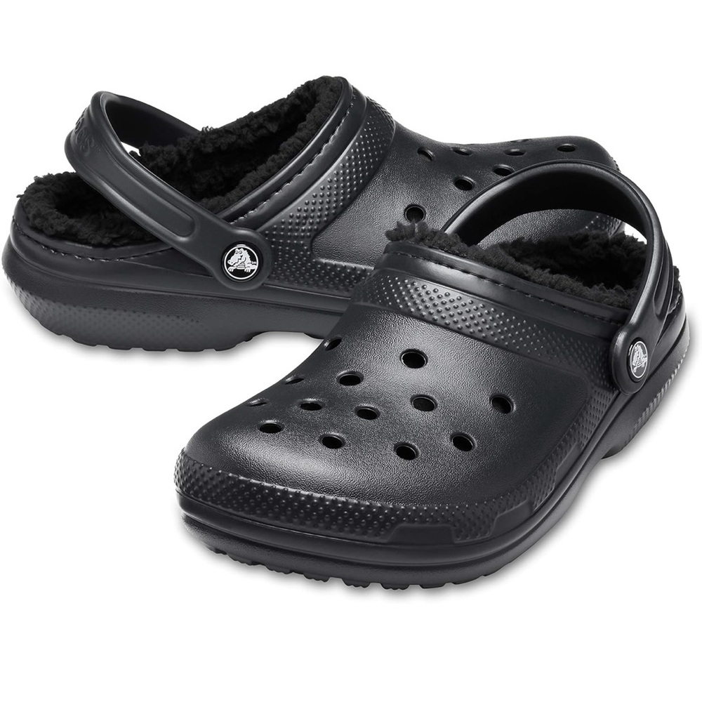 **NWT** CROCS Black Unisex Adult Classic Lined Faux Fur Clog Slippers